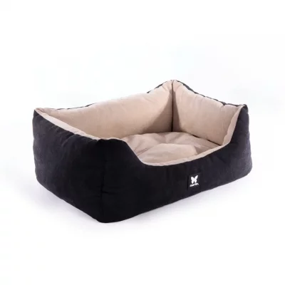 MARTIN SELLIER Panier pour chien Domino Su&eacute;dine - Gris et Rouge - 60x46x23cm 