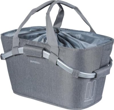 BASIL Panier v&eacute;lo  2Day en toile grise (compatible syst&egrave;me de fixatio