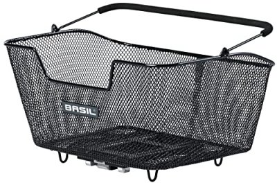 BASIL Panier v&eacute;lo  Base Medium en acier noir (compatible syst&egrave;me de f