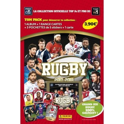 PANINI  RUGBY 2017-2018 Album + 3 Pochettes + 1 Range cartes
