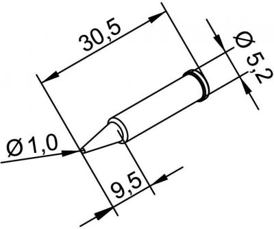 ERSA Panne de fer &agrave; souder 1,0mm pointue  102 PD LF 10