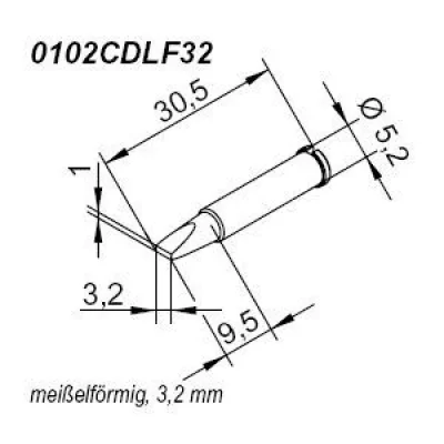 ERSA Panne s&acute;rie 102 en forme de burin largeur 32 mm 0102 CDLF32/SB 
