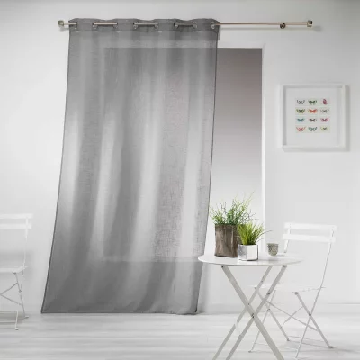 Panneau a oeillets 140 x 240 cm effet lin tisse haltona Gris - Gris