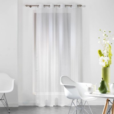 Panneau a oeillets 140 x 240 cm voile fils coupes dandy Blanc Douceur d'Int&eacute;rieur