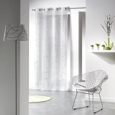 Panneau a oeillets 140 x 240 cm voile imprime argent bully Blanc