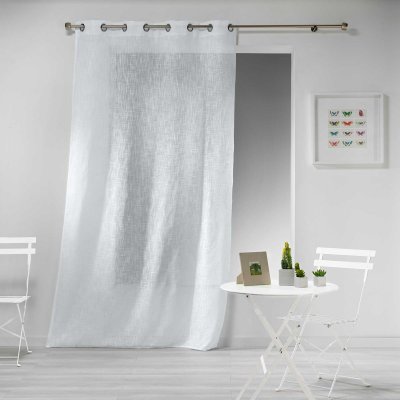 Panneau a oeillets 140 x 280 cm effet lin tisse haltona Blanc
