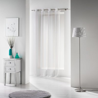Panneau a oeillets metal 140 x 280 cm voile uni voiline Blanc