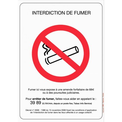 OUTIFRANCE Panneau Interdiction De Fumer A5 Adhesif 148x 215 Mm