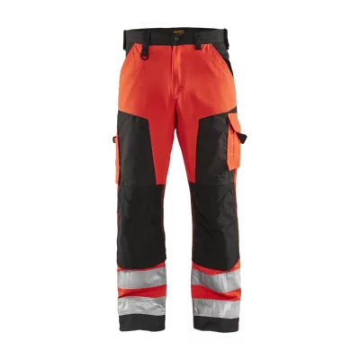 BLAKLADER Pantalon Haute Visibilit&eacute; Rouge Fluorescent/noir Taille 52