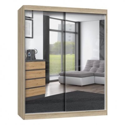 Paolo - armoire &agrave; 2 portes coulissantes - 2 miroirs - l. 160 cm - dressing de chambre 2 portes -