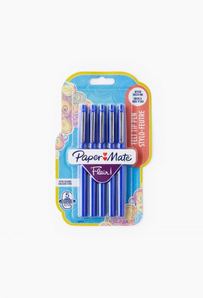 PAPERMATE Paper Mate Flair Original - 5 feutres - Bleu - pointe moyenne 0.7mm