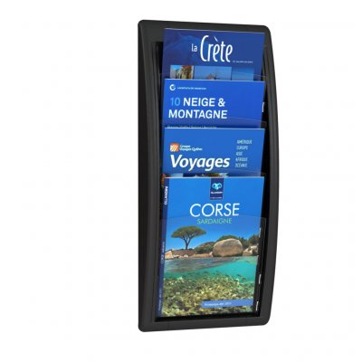 PAPERFLOW   porte-brochures mural quick fit, a4, noir noir
