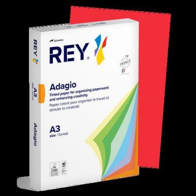REY Papier couleur Adagio - teinte intense - 80 g - A3 - rouge - ramette de 500 feuilles