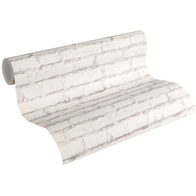 HOMEMAISON Papier Peint Briques Blanches - Blanc - 10 ml x 0,53 m