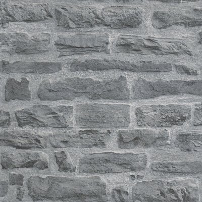 A.S. CREATIONS Papier peint imitation ""mur de pierres avec joint gris&eacute;"" 10 m x 0,53 m