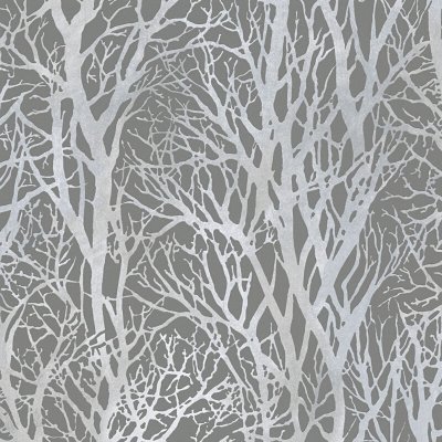 HOMEMAISON Papier peint imprim&eacute; For&ecirc;t - Gris Nacre - 10 ml x 0,53 m