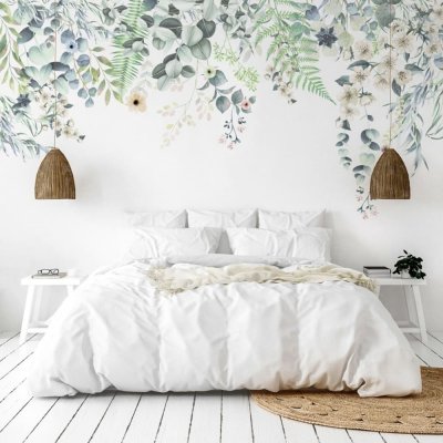 99DECO Papier Peint Panoramique L336xH270cm Flowers in rain - Multicolore