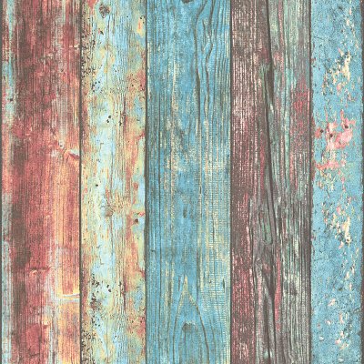 HOMEMAISON Papier Peint Planches Used bleues - Bleu - 10 ml x 0,53 m