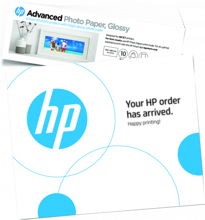 HP Papier photo &agrave; finition glac&eacute;e  Advanced, 65 lb, 4 x 12 pouces (101 x 305 mm), 10 feuilles
