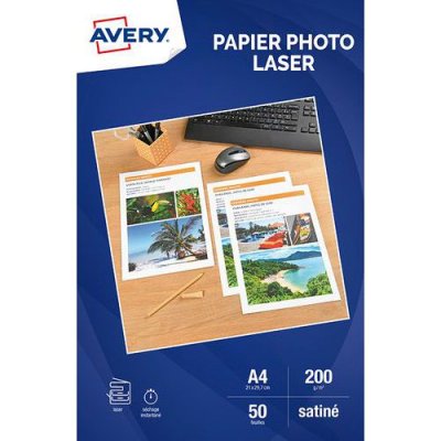 AVERY Papier Photo brillant laser - A4 - 50 Feuilles - 200g/m&sup2;