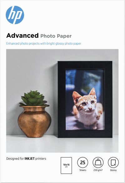 HP Papier photo  25 feuilles 10x15 250g