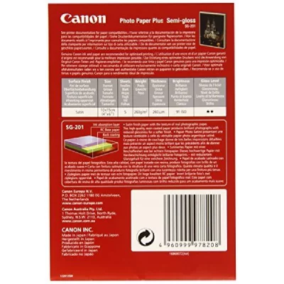 CANON Papier Photo Satin&eacute; 10 &times; 15cm  SG-201 - 5 feuilles