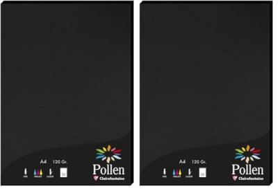 CLAIREFONTAINE Papier Pollen coloris noir - format A4 21 x 29,7 cm - 120 g - &eacute;tui de 50 feuilles