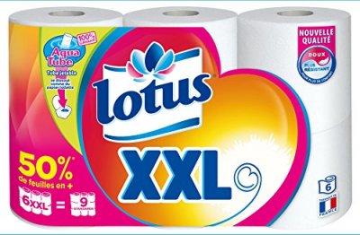 LOTUS Papier toilette XXL Confort blanc extrait de ,  (x 6 XXL = 9 rouleaux)