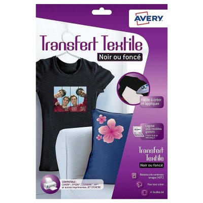 AVERY DENNISON Papier Transfert Pour Coton Noir Ou Fonc&eacute; - C9406-5 Avery - Le Lot De 4 Feuilles