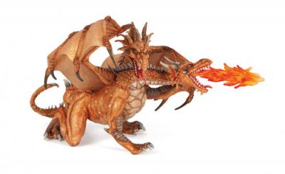 PAPO  Figurine Dragon deux t&ecirc;tes Or