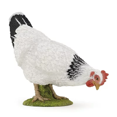 PAPO  Figurine Poule blanche picorant
