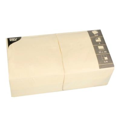 Papstar lot de 250 serviettes, 330 x 330 mm, 3 couches, cr&egrave;me