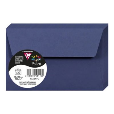 CLAIREFONTAINE Paquet de 20 enveloppes de visite Pollen 90x140mm FT30 Bleu Nuit 120g