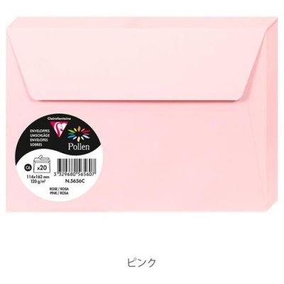 CLAIREFONTAINE Paquet de 20 enveloppes Pollen 114x162mm C6 Rose 120g