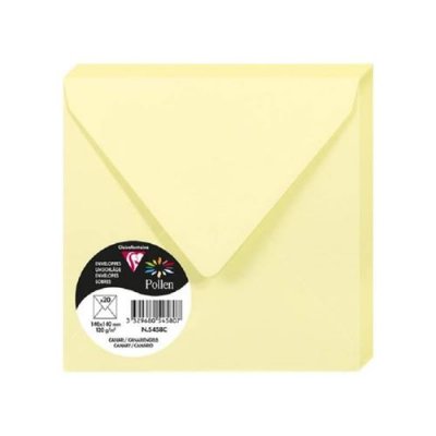 CLAIREFONTAINE Paquet de 20 enveloppes Pollen 140x140mm Jaune Canari 120g