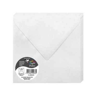 CLAIREFONTAINE Paquet de 20 enveloppes Pollen 165x165mm Blanc Iris&eacute; 120g