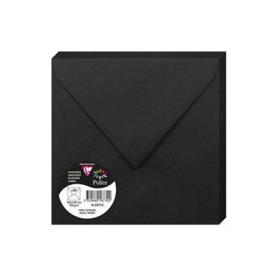 CLAIREFONTAINE Paquet de 20 enveloppes Pollen 165x165mm Noir 120g