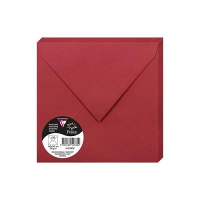 CLAIREFONTAINE Paquet de 20 enveloppes Pollen 165x165mm Rouge Groseille 120g