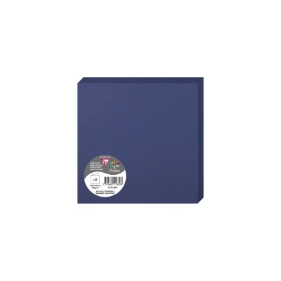 CLAIREFONTAINE Paquet de 25 cartes pli&eacute;es Pollen 135x135mm Bleu Nuit 210g