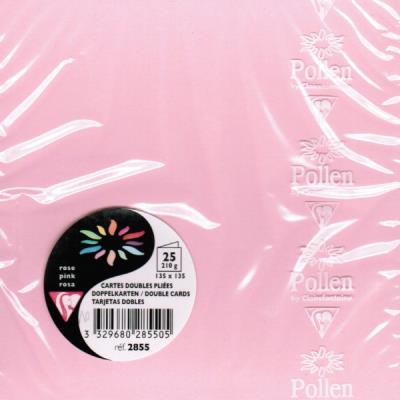 POLLEN Paquet de 25 cartes pli&eacute;es  135x135mm Rose 210g