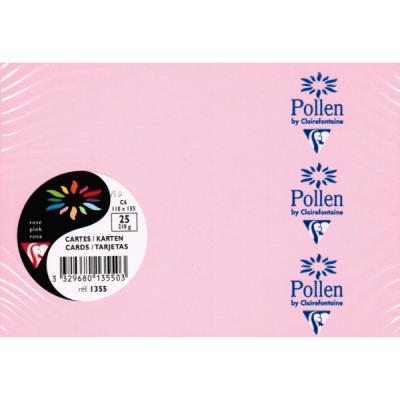 CLAIREFONTAINE Paquet de 25 cartes simples Pollen 110x155mm Rose 210g