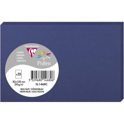 CLAIREFONTAINE Paquet de 25 cartes simples Pollen 82x128mm Bleu Nuit 210g