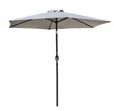 Parasol &agrave; manivelle en aluminium gris anthracite et toile gris - MARBELLA 
