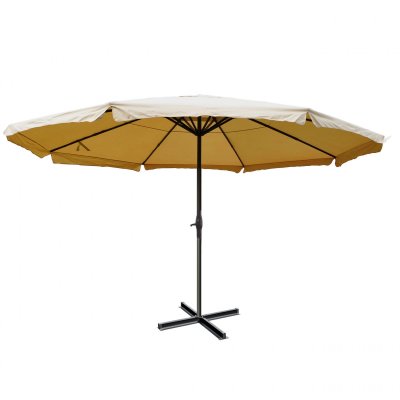 MENDLER Parasol aluminium Meran Pro &oslash; 5m avec volant cr&egrave;me