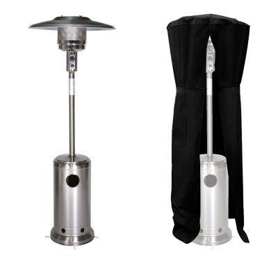 HAPPY GARDEN Parasol chauffant OSLO - chauffage d'ext&eacute;rieur gaz - acier inox + housse