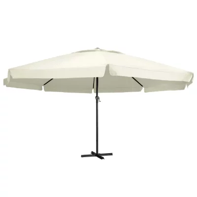 VIDAXL Parasol d'ext&eacute;rieur avec m&acirc;t en aluminium 600 cm Blanc sable  Blanc