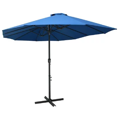 VIDAXL Parasol d'ext&eacute;rieur et poteau en aluminium 460 x 270 cm Bleu