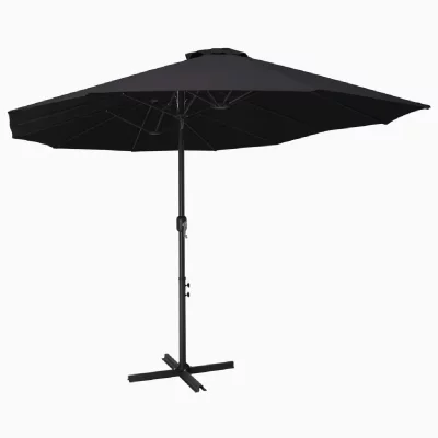 VIDAXL Parasol d'ext&eacute;rieur et poteau en aluminium 460 x 270 cm Noir