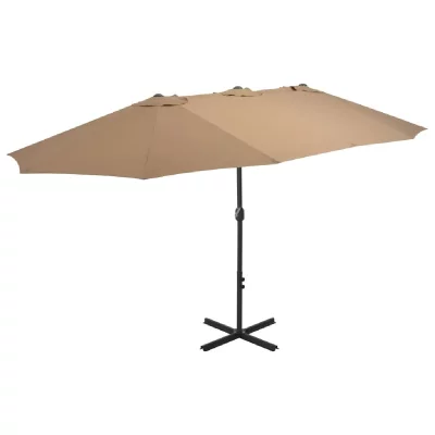 VIDAXL Parasol d'ext&eacute;rieur et poteau en aluminium 460 x 270 cm Taupe