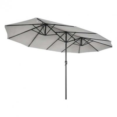 KZ GARDEN Parasol de jardin double Gris 4.50 x 2.65 x H 2.40 Toile polyester TWIN  